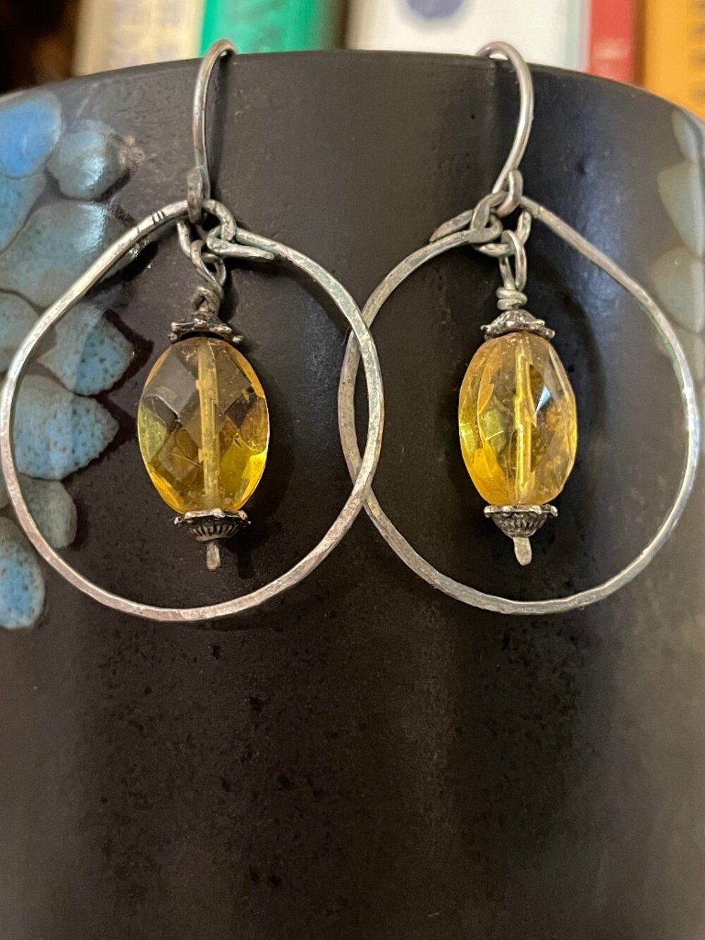 Handcrafted Earrings with Honey Crystal - Stainless